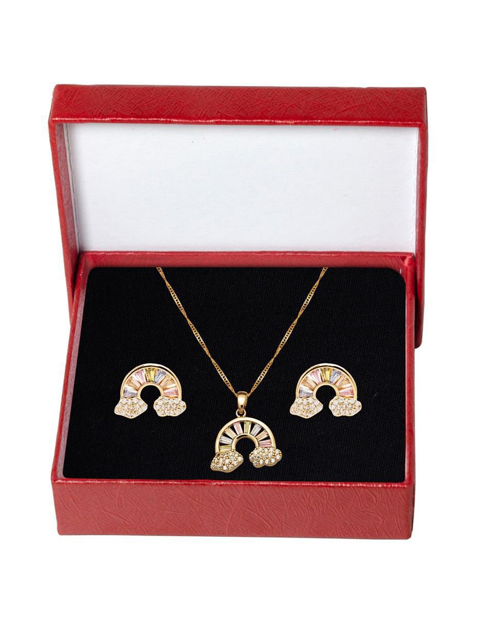 Aretes y collar de arcoíris