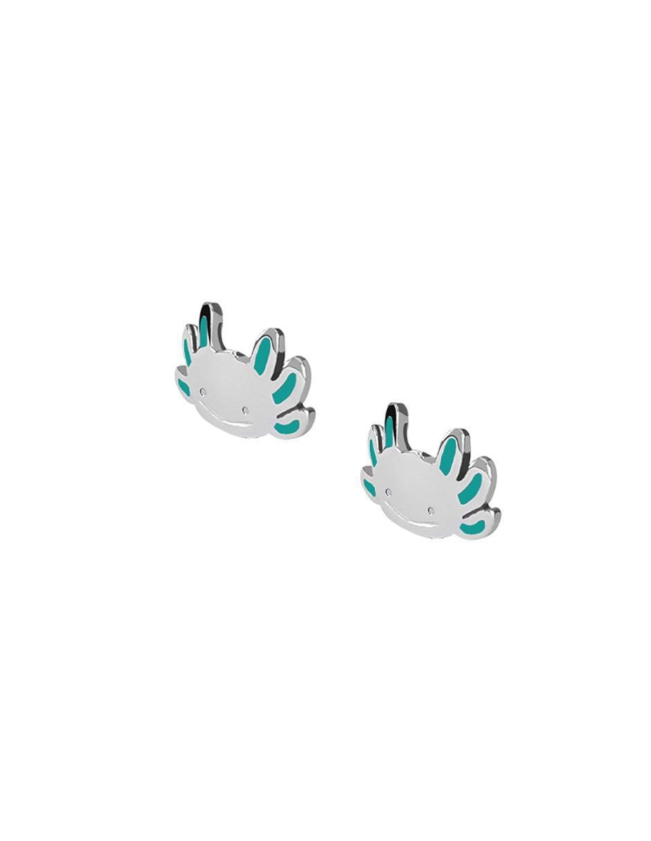Aretes de ajolote de plata con acabado plateado 2