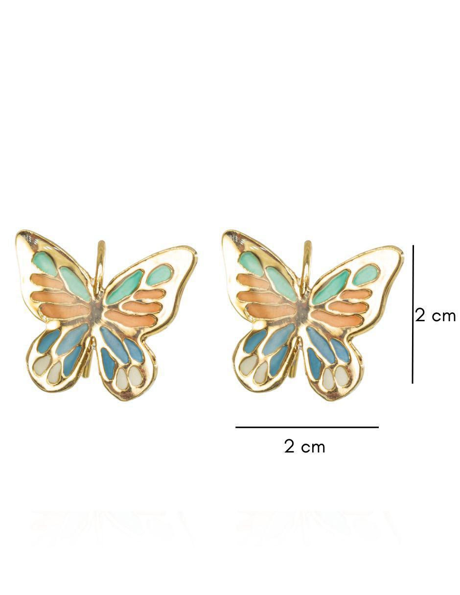 Aretes de mariposa con acabado esmaltado 2