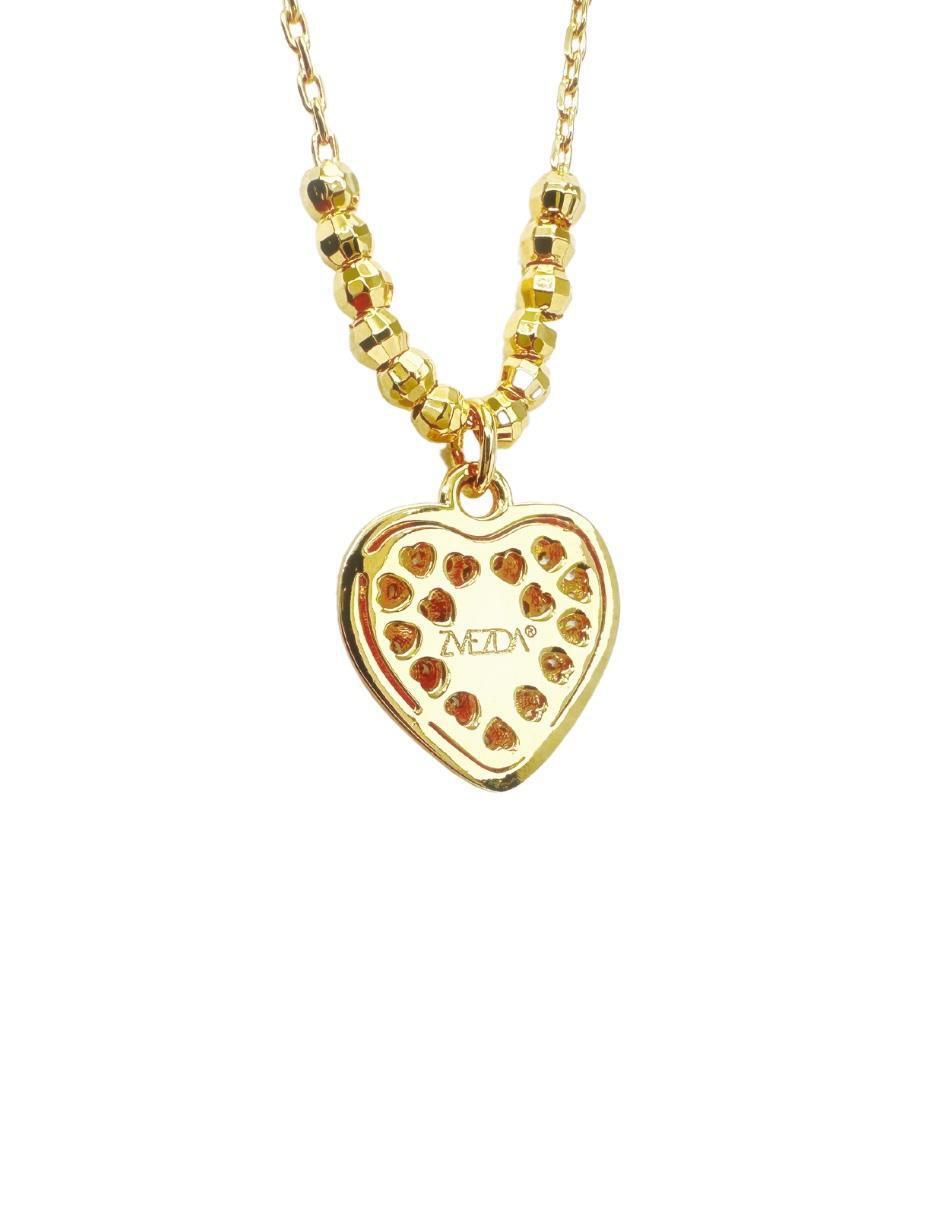 Aretes y collar de corazón Corazón lleno 18 k circonita 6