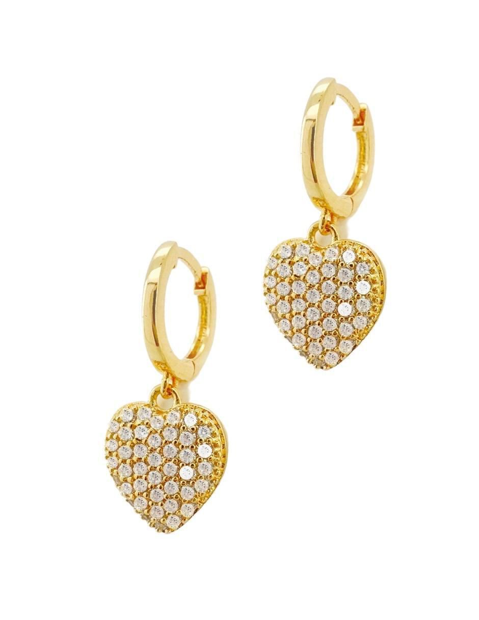 Aretes y collar de corazón Corazón lleno 18 k circonita 8