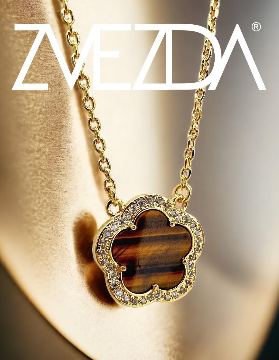 Aretes, collar y pulsera de trébol circonita 2