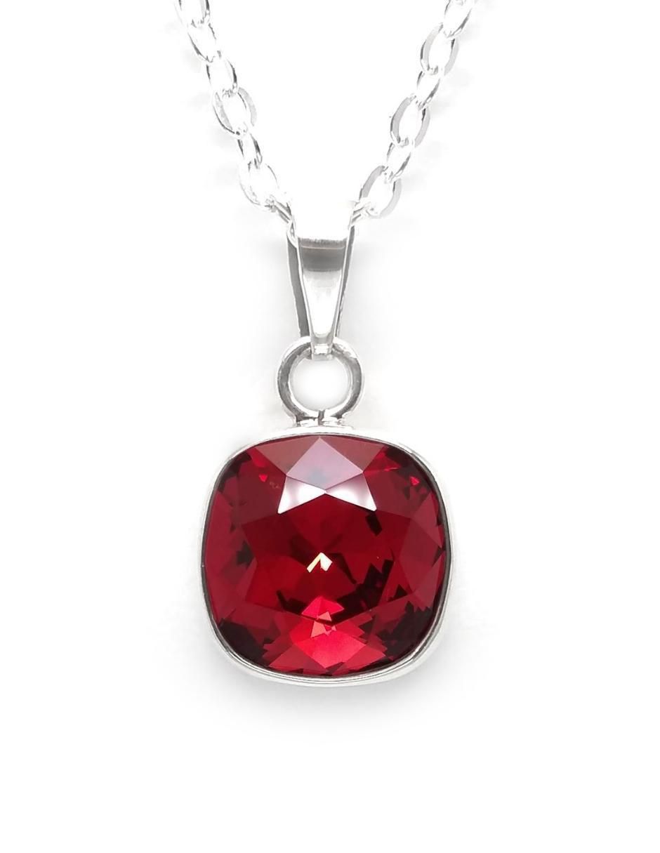 Aretes y collar de cuadrada Cushion de plata P 925 cristal 7