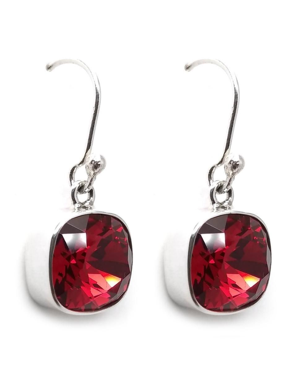 Aretes y collar de cuadrada Cushion de plata P 925 cristal 5