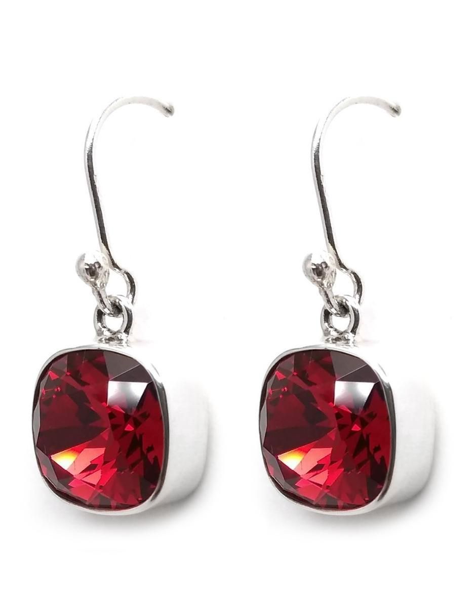 Aretes y collar de cuadrada Cushion de plata P 925 cristal 4