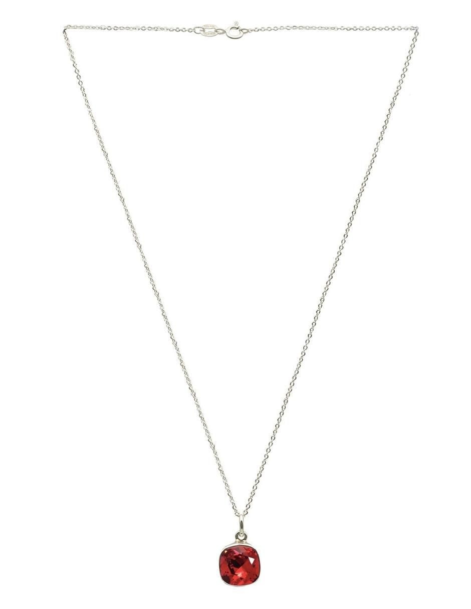 Aretes y collar de cuadrada Cushion de plata P 925 cristal 2
