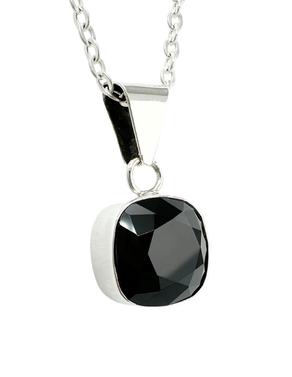 Aretes y collar de cuadrada Cushion de plata P 925 cristal 3
