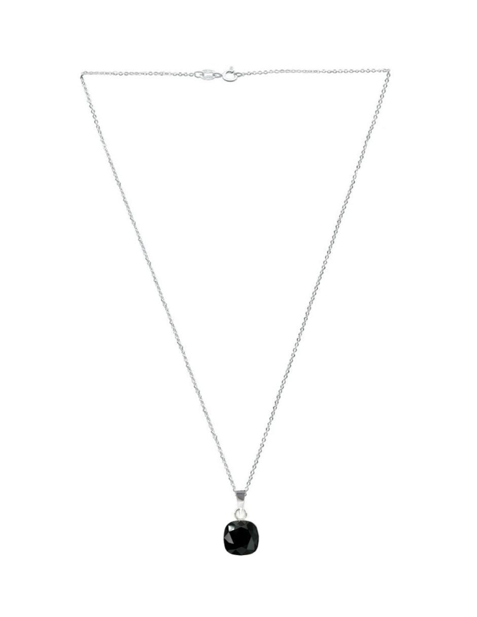 Aretes y collar de cuadrada Cushion de plata P 925 cristal 9