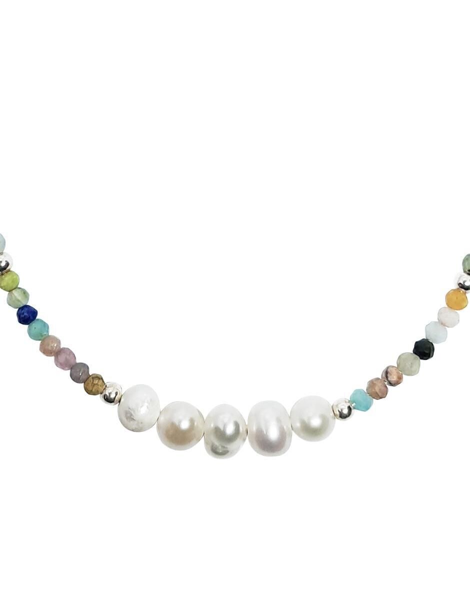Pulsera de plata con perla y cuarzo P 925 Terra acabado liso 2