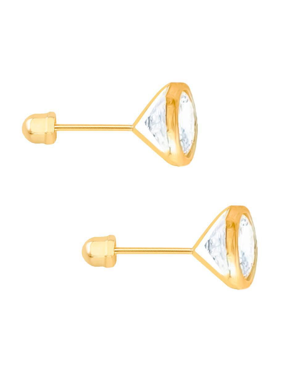 Broqueles redondos de oro amarillo con acabado brillante