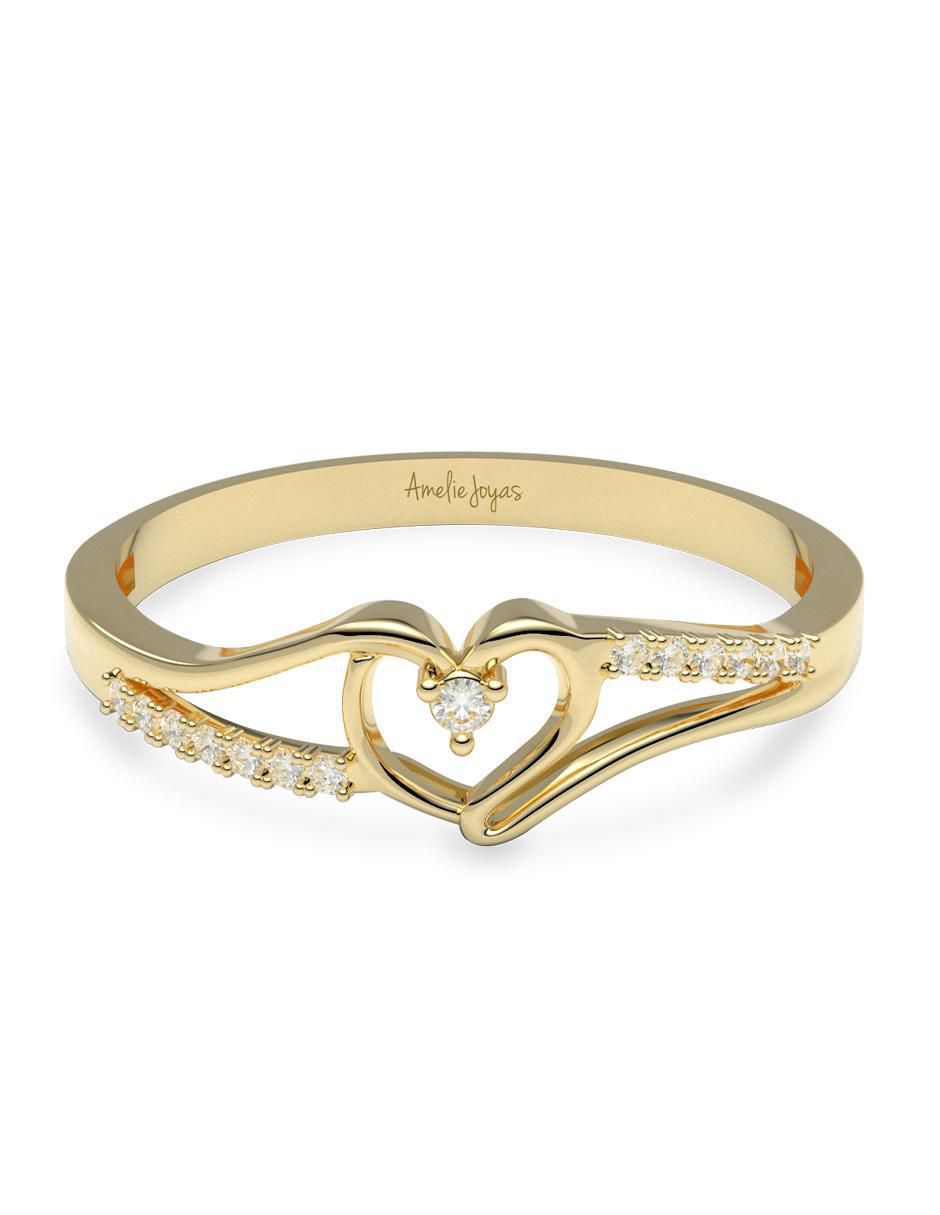 Anillo de corazón 14 k de oro diamante brillante Anillo de corazón 14 k de oro diamante brillante