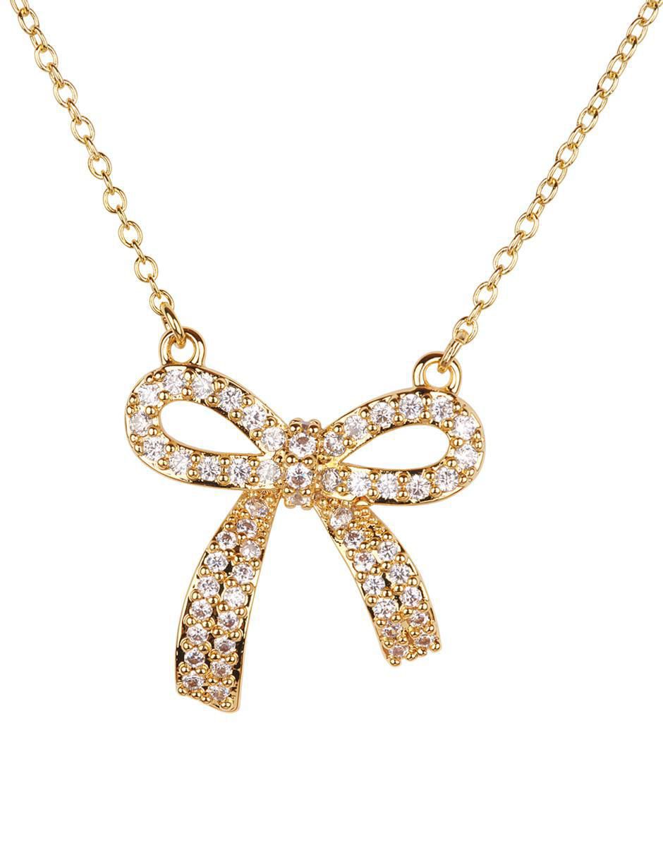 Collar con dije moño con acabado baño de oro 14 K 4