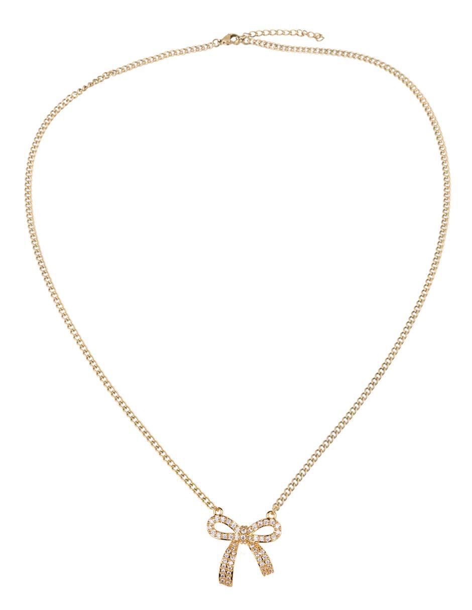 Collar con dije moño con acabado baño de oro 14 K 6