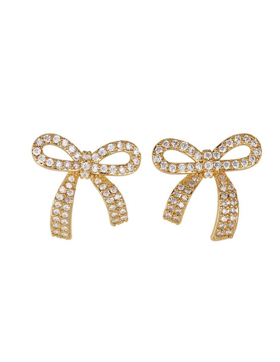 Aretes y collar de moño Moñitos Linda 14 k zirconia cúbica 2