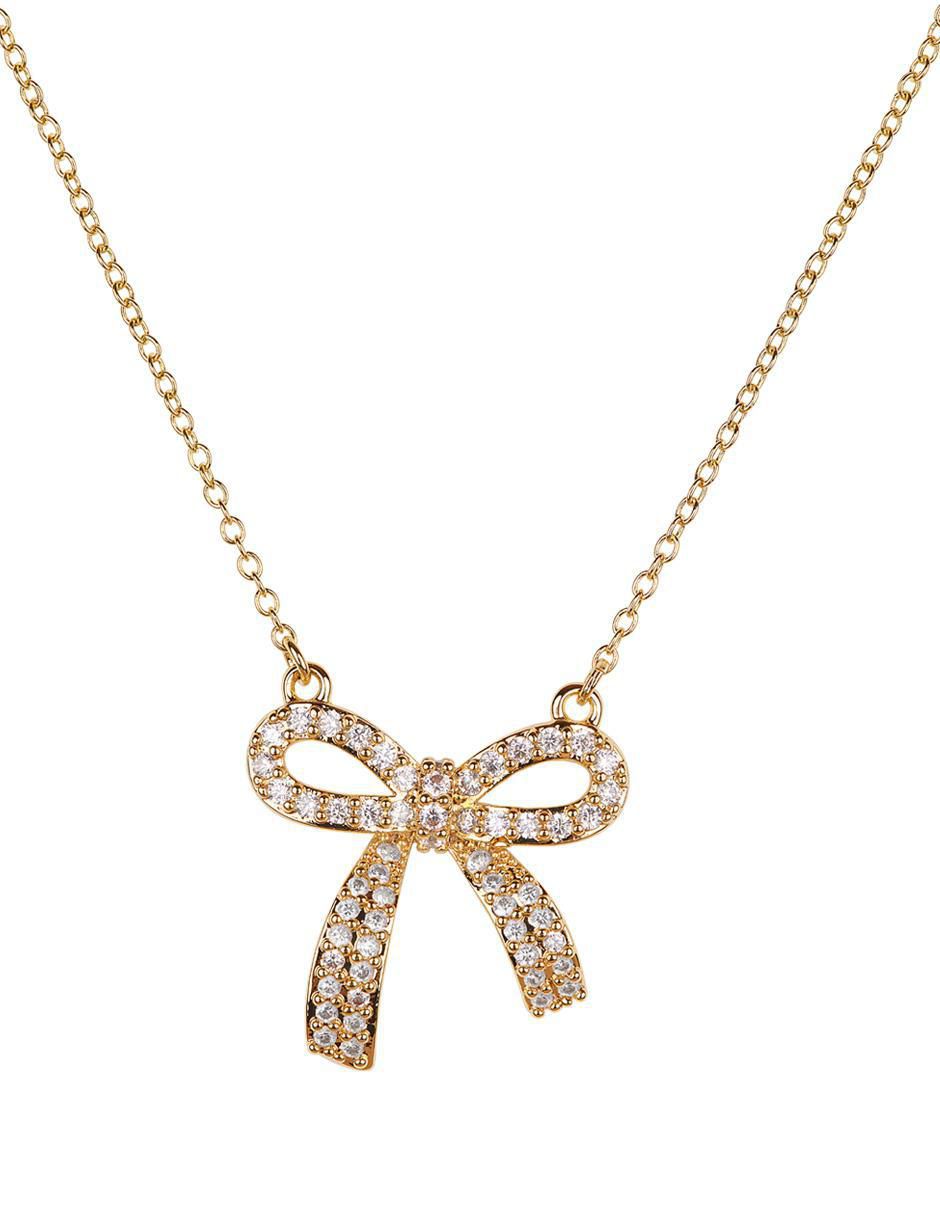 Aretes y collar de moño Moñitos Linda 14 k zirconia cúbica 3