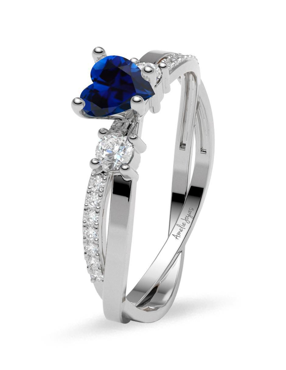 Anillo de corazón 14 k de oro zirconia brillante 5