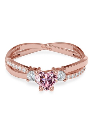 Anillo de corazón 14 k de oro zirconia brillante Anillo de corazón 14 k de oro zirconia brillante