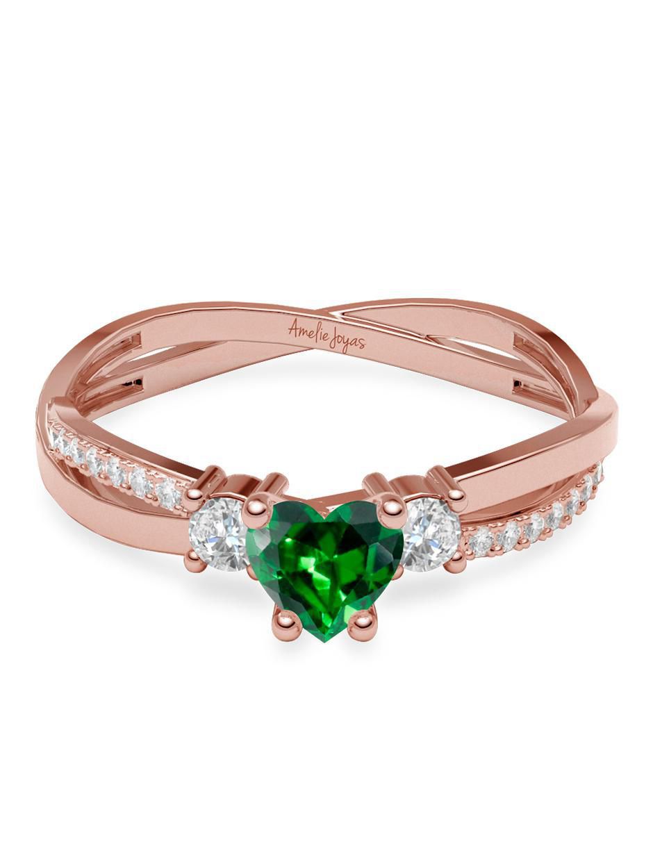 Anillo de corazón 14 k de oro zirconia brillante Anillo de corazón 14 k de oro zirconia brillante