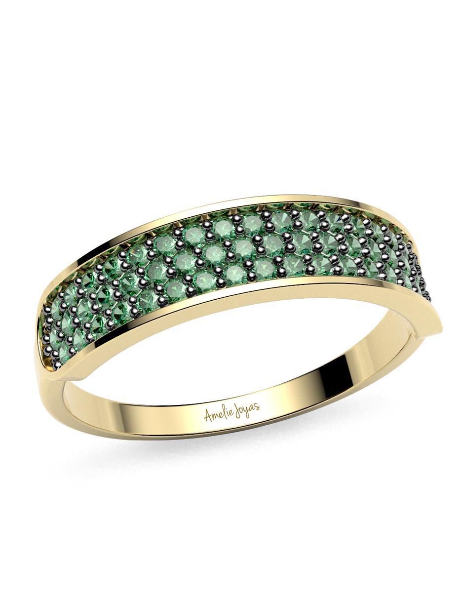 Anillo redondo 14 k de oro zirconia brillante 2