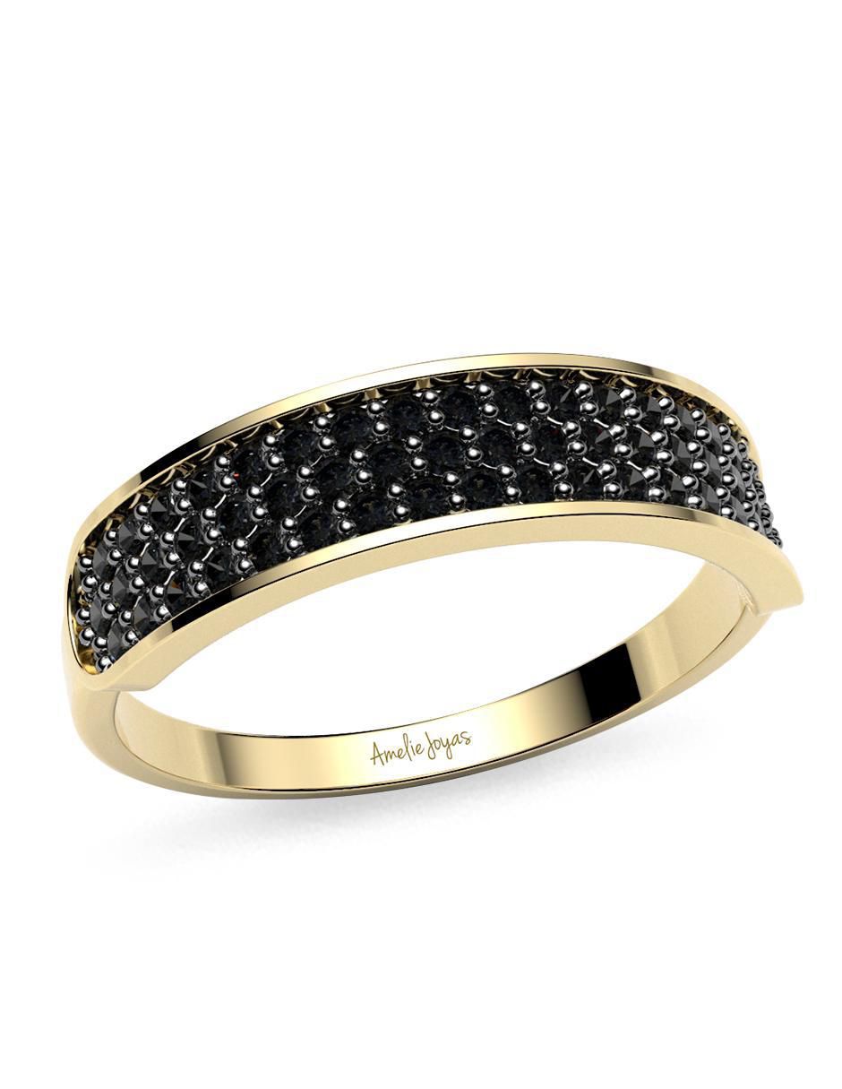 Anillo redondo 14 k de oro zirconia brillante 4