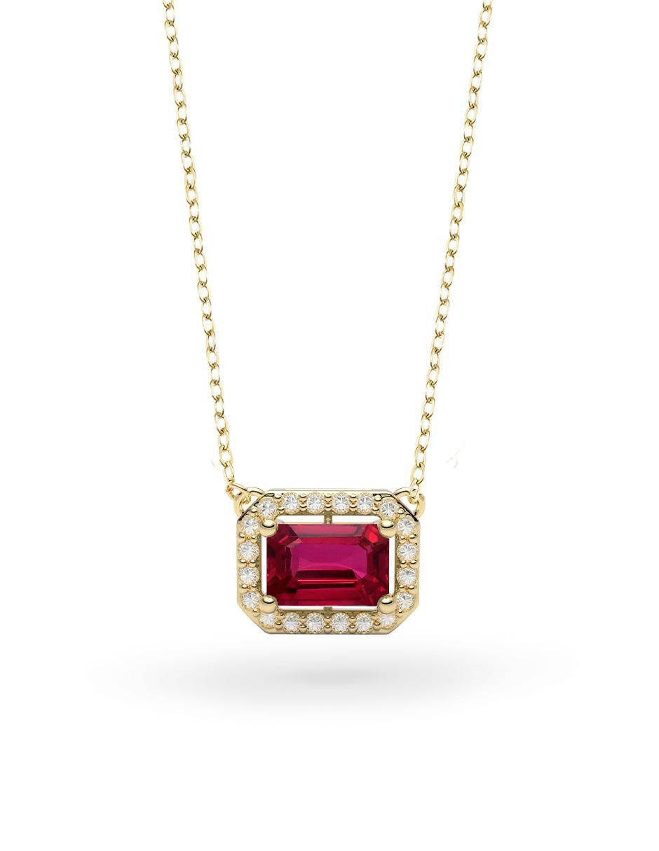 Collar con dije rectangular de oro 14 K