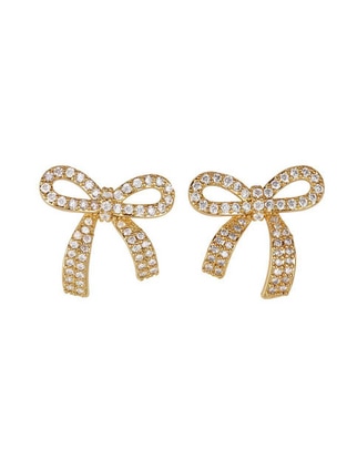 Broqueles de moño Moñitos Linda con acabado baño de oro 14 K