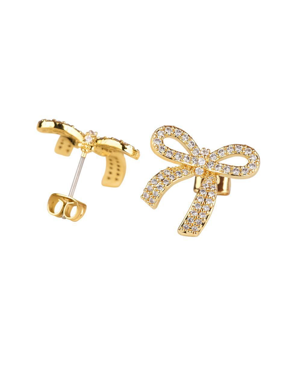 Broqueles de moño Moñitos Linda con acabado baño de oro 14 K 4