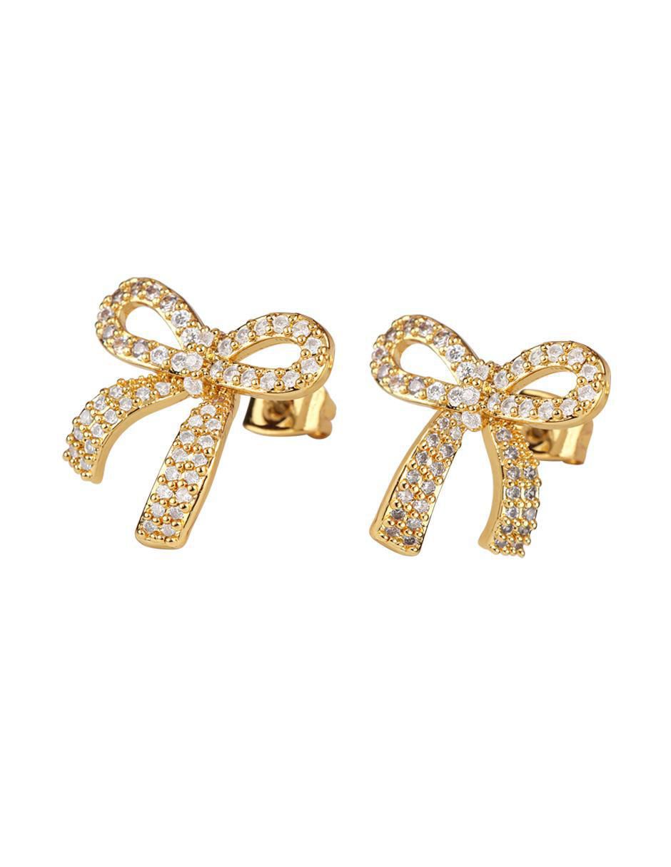 Broqueles de moño Moñitos Linda con acabado baño de oro 14 K 5