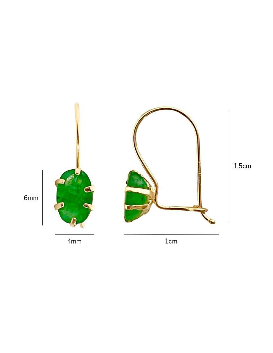 Aretes redondos de oro 14 K con acabado brillante esmeralda 5