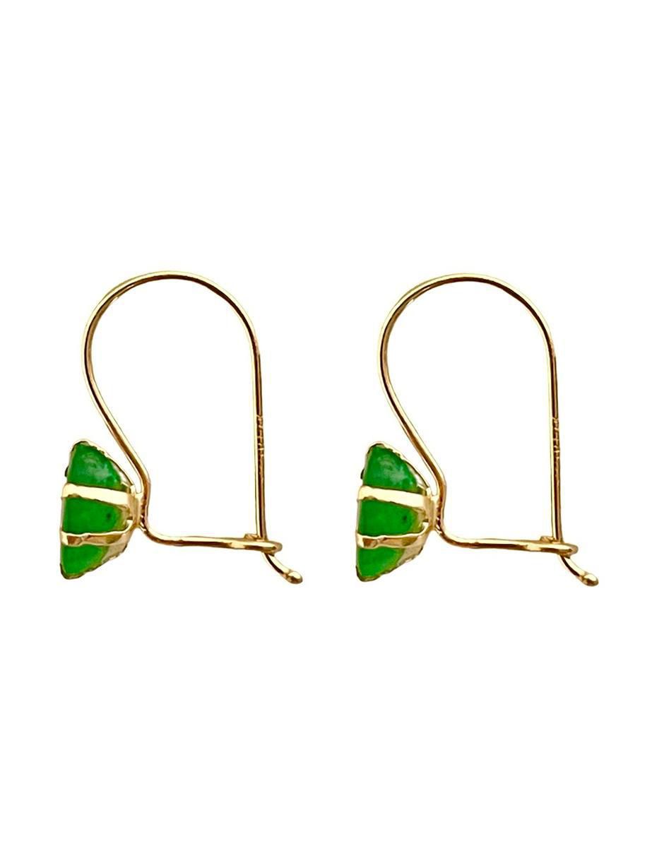 Aretes redondos de oro 14 K con acabado brillante esmeralda 3