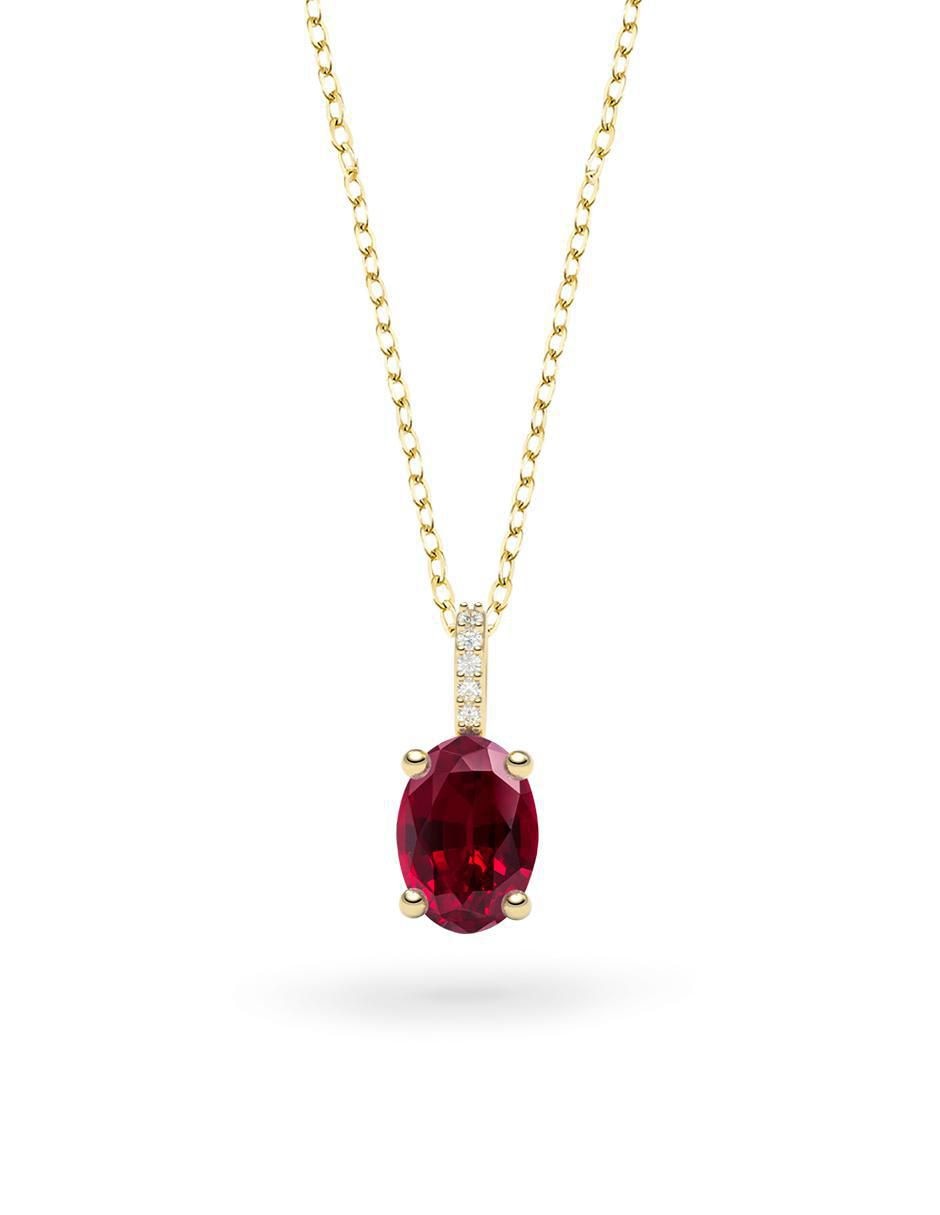 Collar con dije de ovalado de oro 14 K