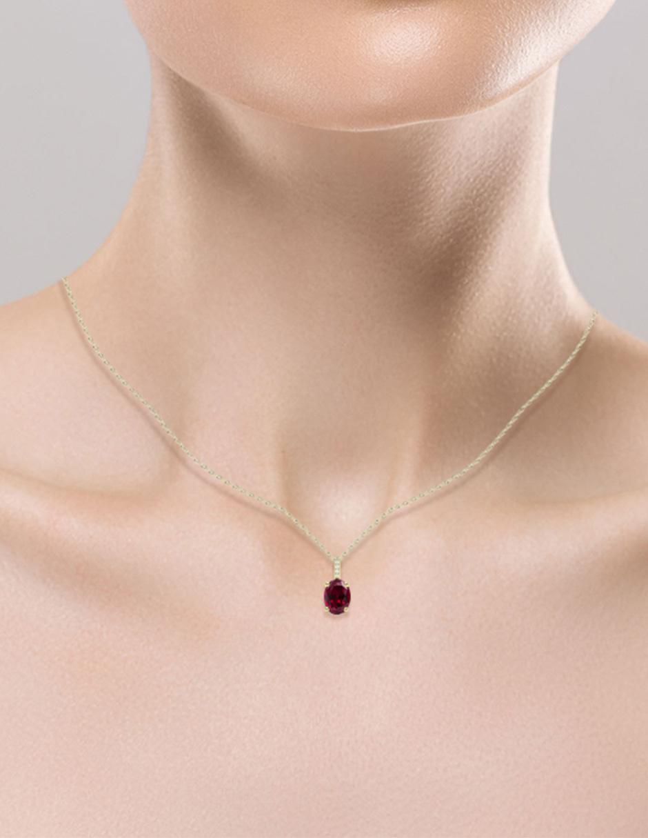 Collar con dije de ovalado de oro 14 K 3