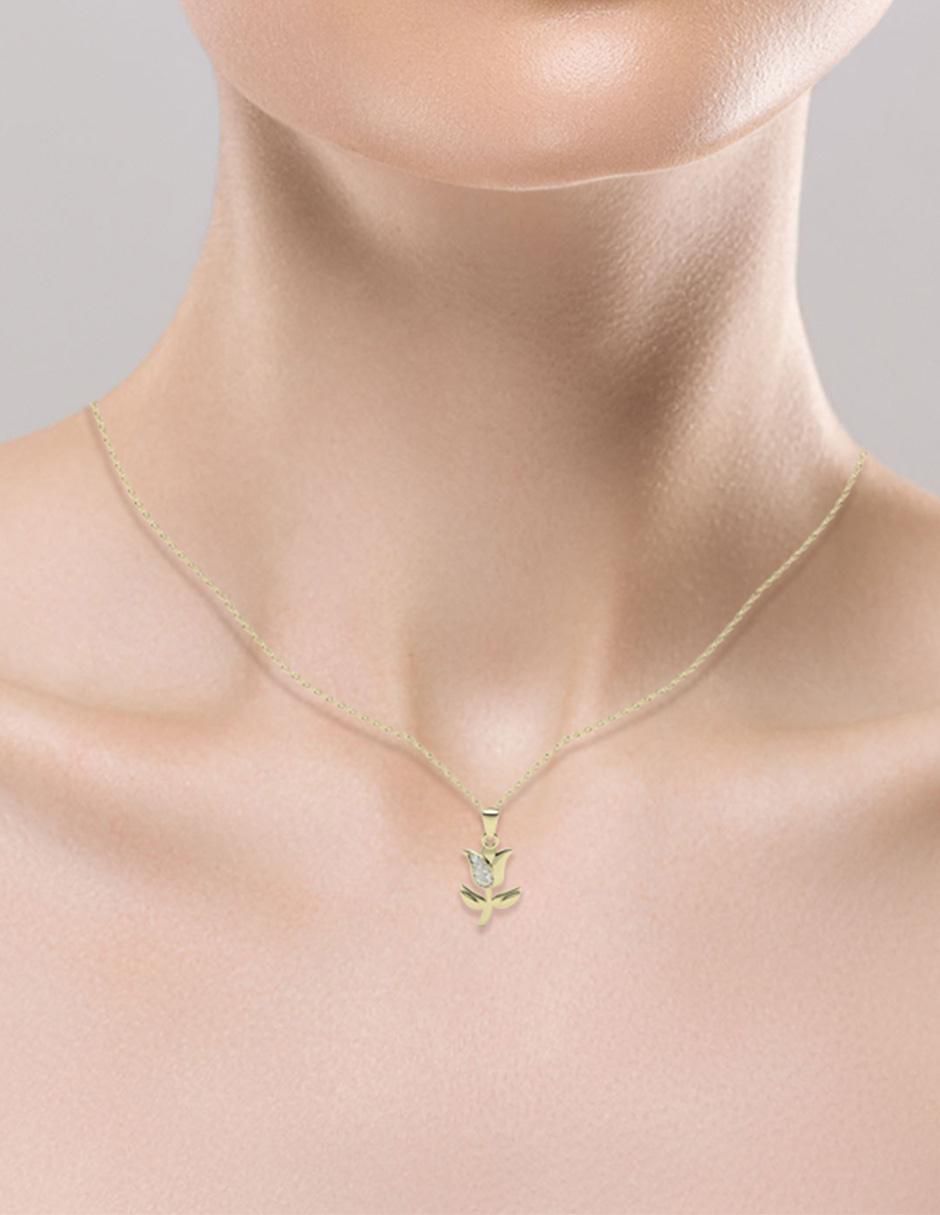 Collar con dije flor de oro 10 K 3