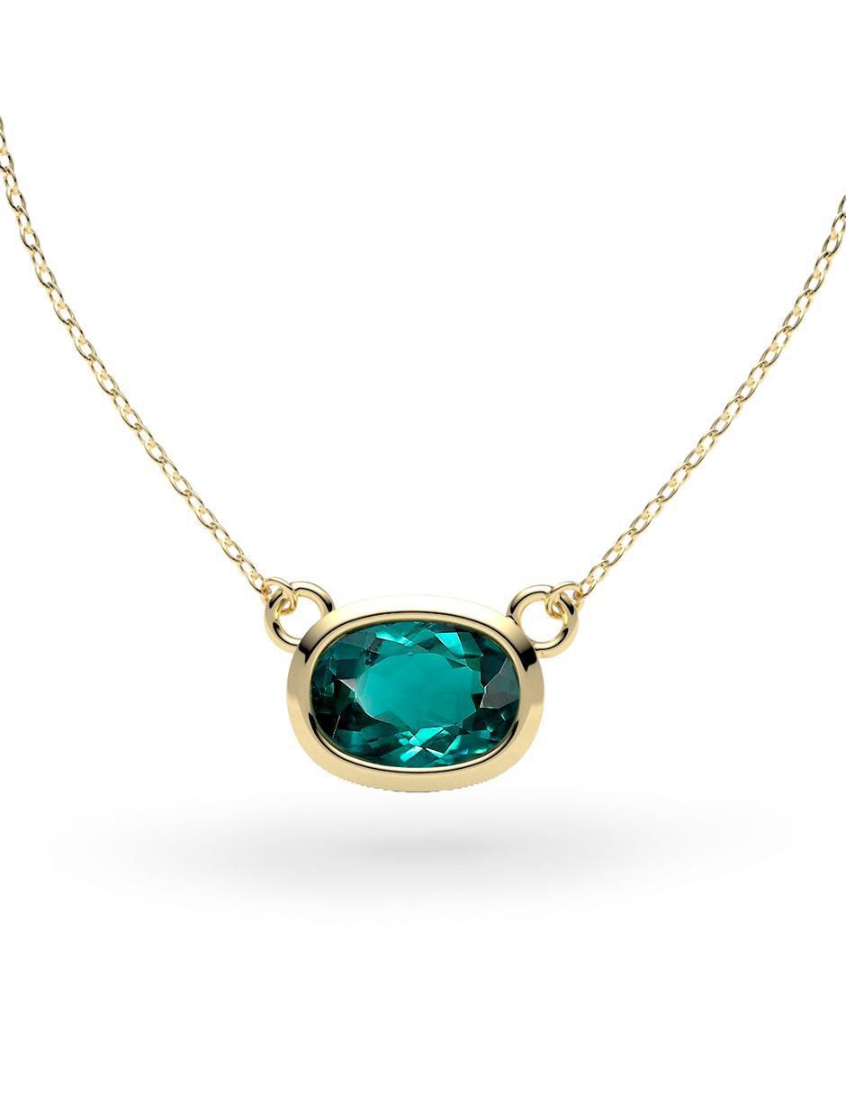 Collar con dije de ovalado de oro 14 K