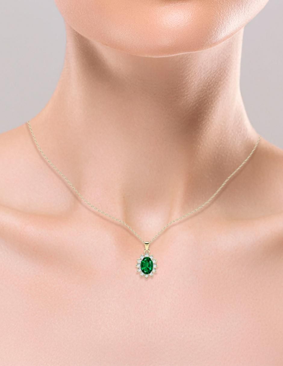 Collar con dije de ovalado de oro 14 K 3