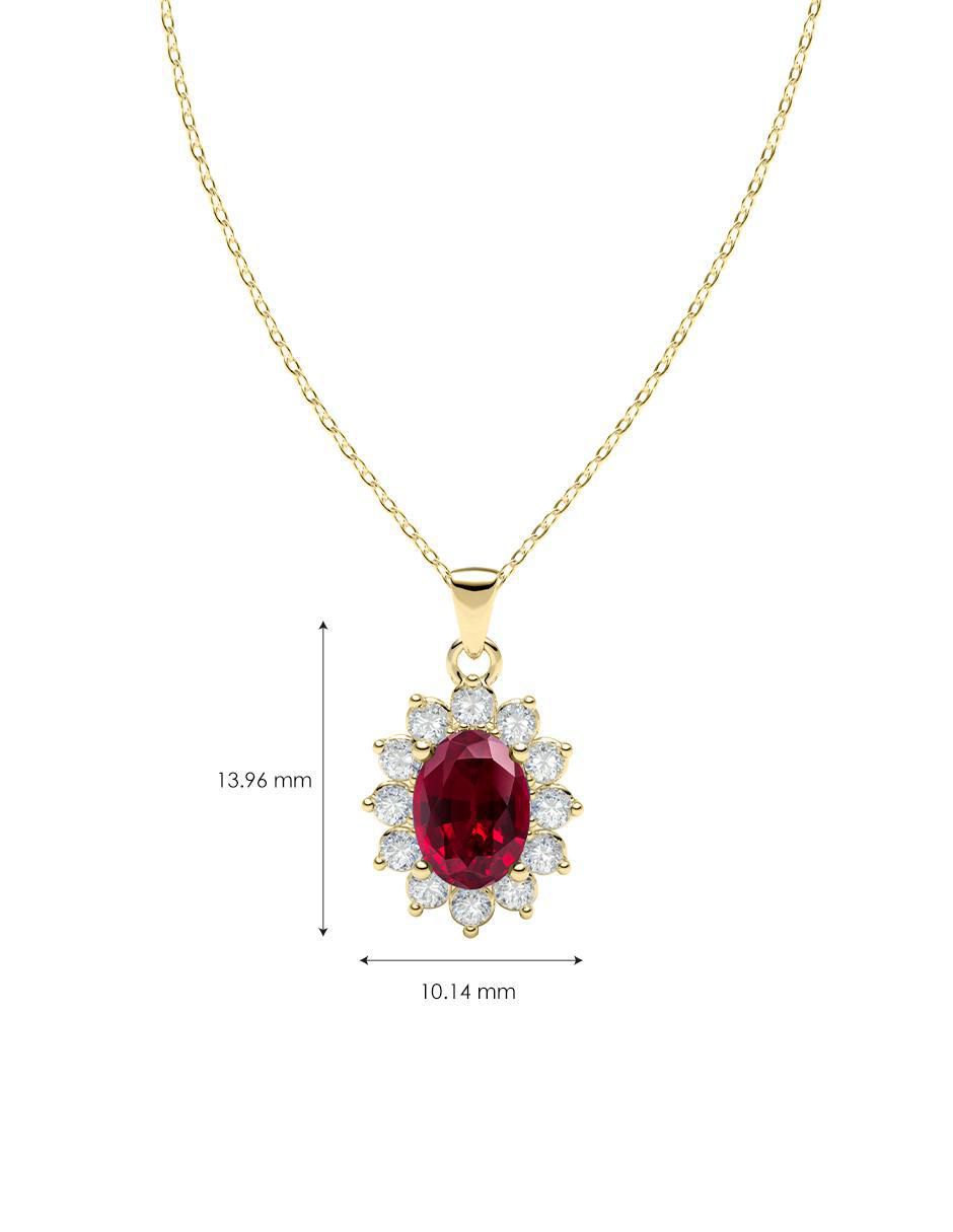 Collar con dije de ovalado de oro 14 K 4