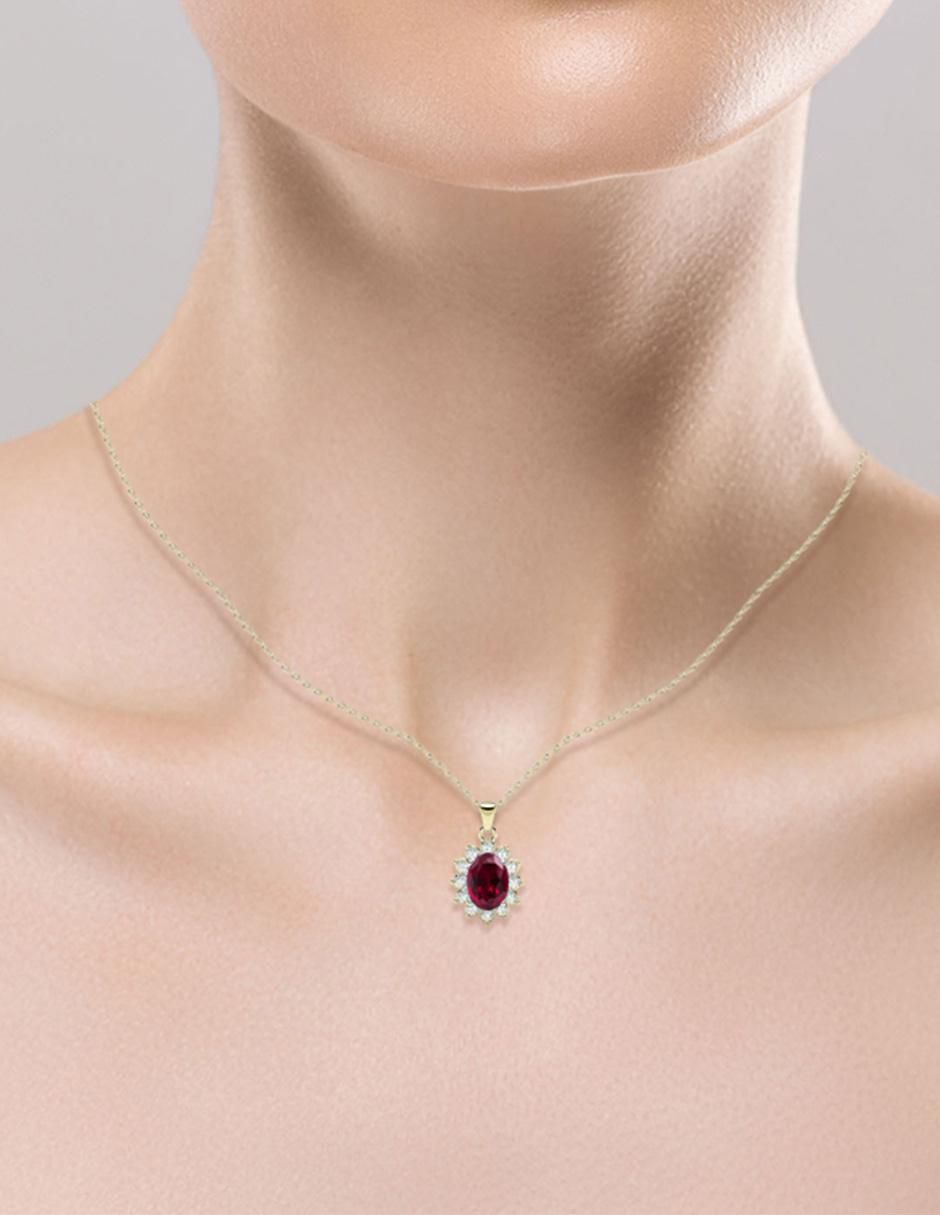 Collar con dije de ovalado de oro 14 K 3
