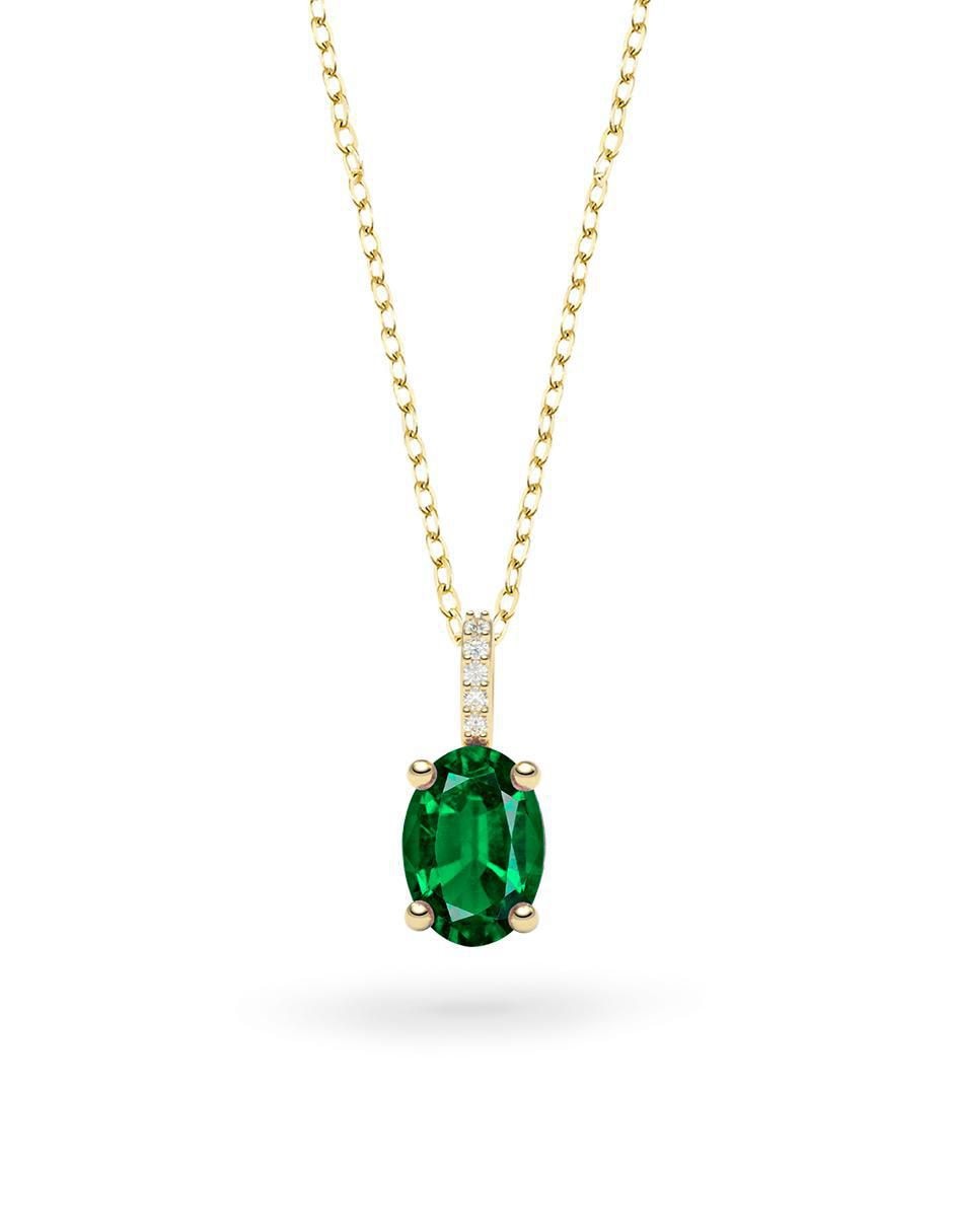 Collar con dije de ovalado de oro 14 K