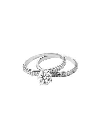 Set anillo redondo P 925 de plata zirconia brillante