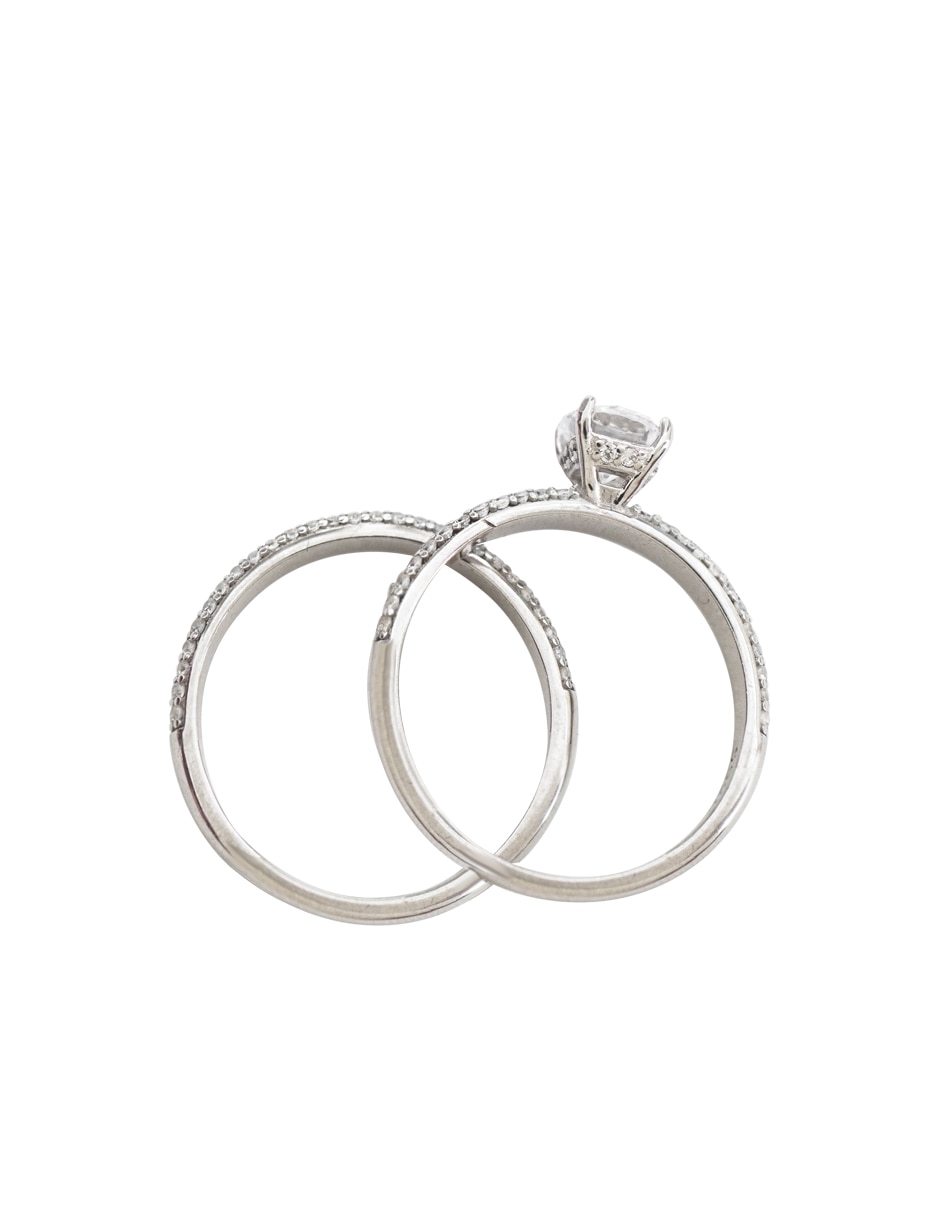 Set anillo redondo P 925 de plata zirconia brillante 3
