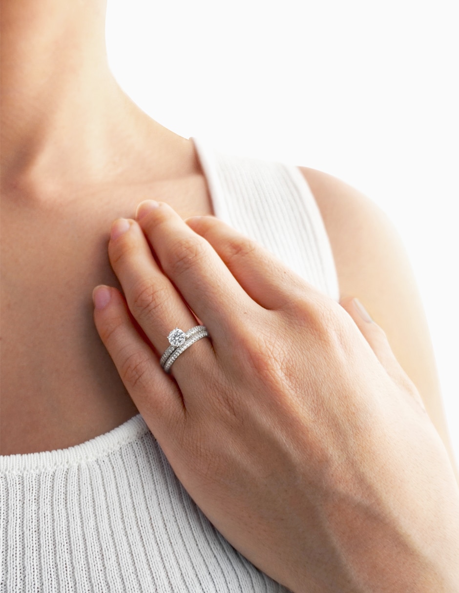 Set anillo redondo P 925 de plata zirconia brillante 2