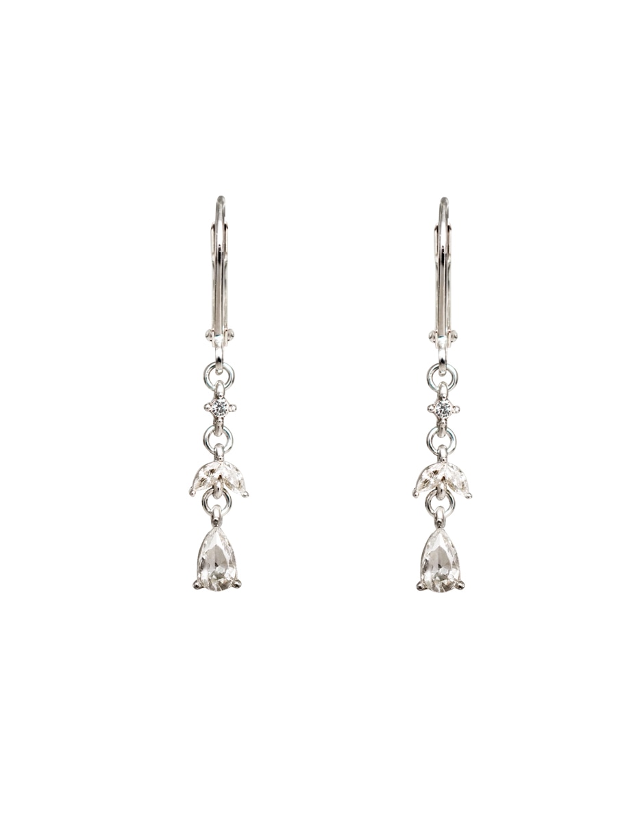 Aretes de gota con acabado brillante zirconia 2