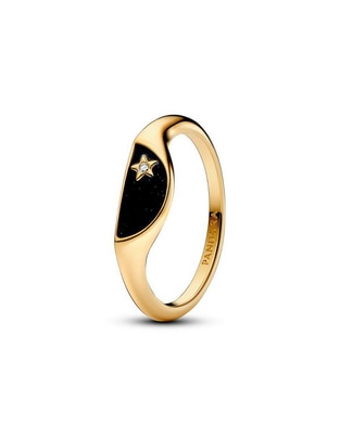 Anillo redondo Me de plata P 925 zirconia cúbica con acabado baño de oro