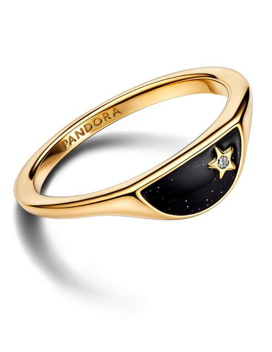 Anillo redondo Me de plata P 925 zirconia cúbica con acabado baño de oro 2