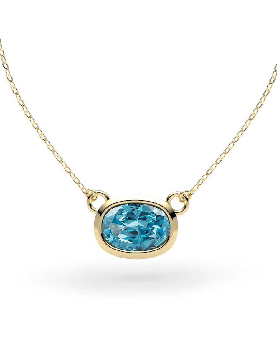 Collar con dije de ovalado de oro 14 K