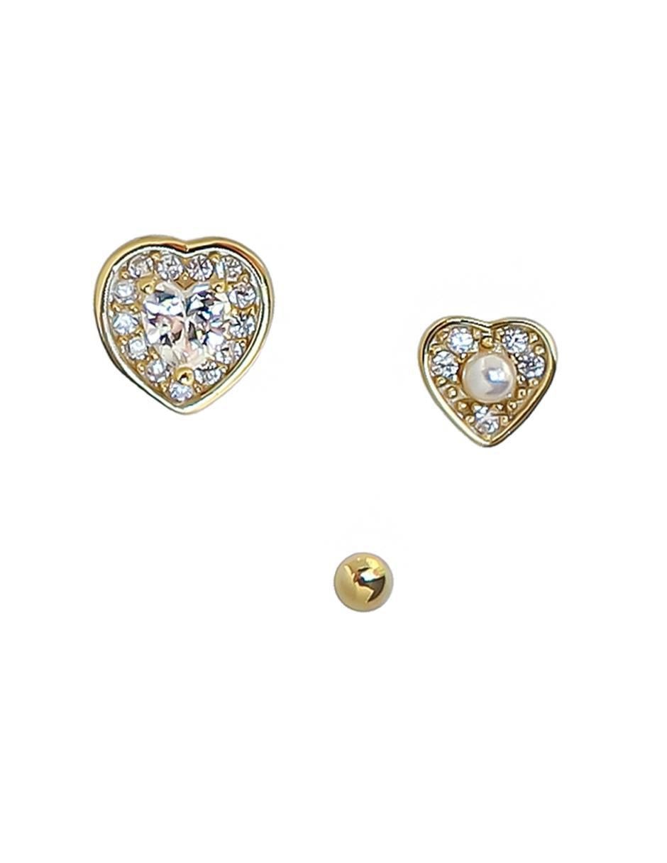 Set de aretes de corazón de plata