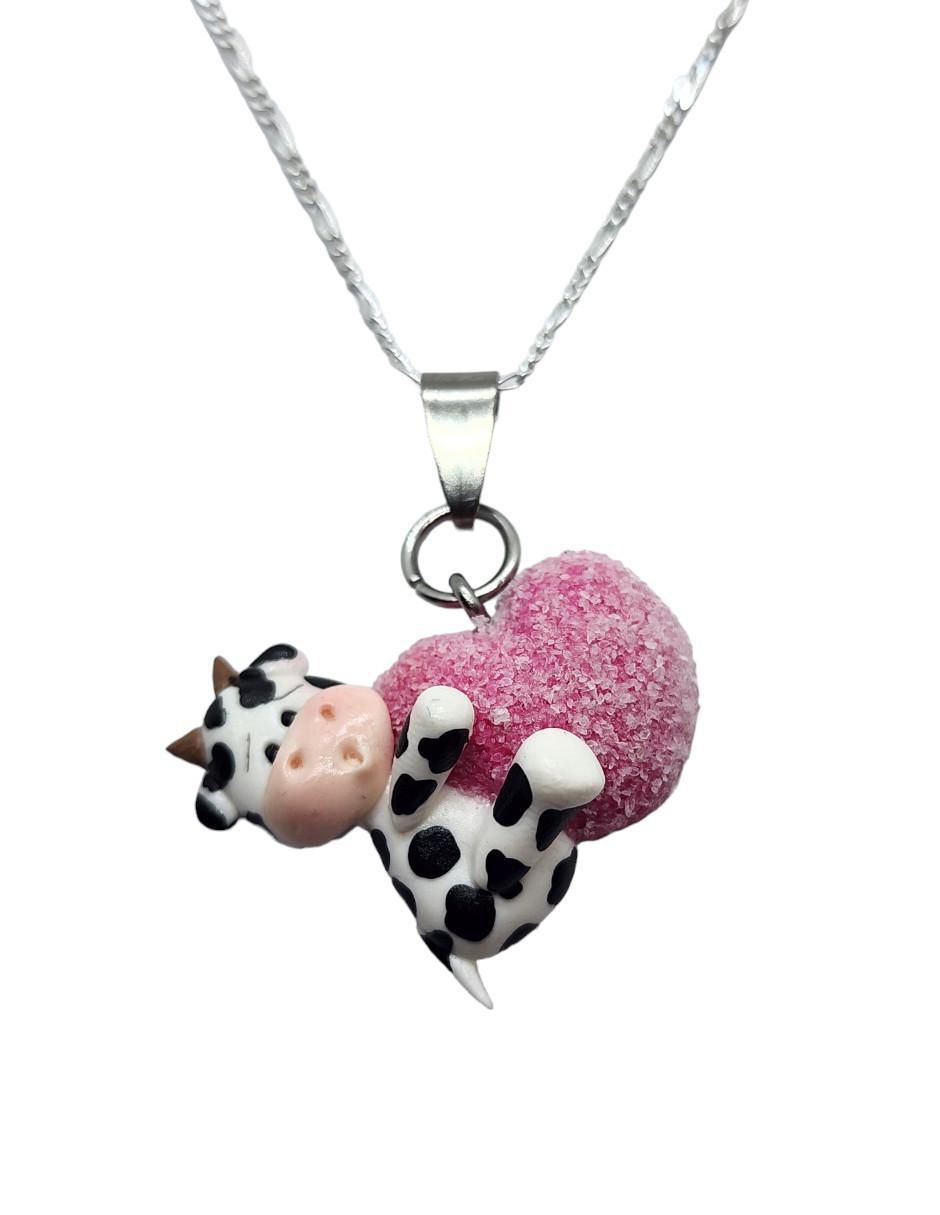 Collar vaca Animalitos Corazón de plata P 925 Collar vaca Animalitos Corazón de plata P 925