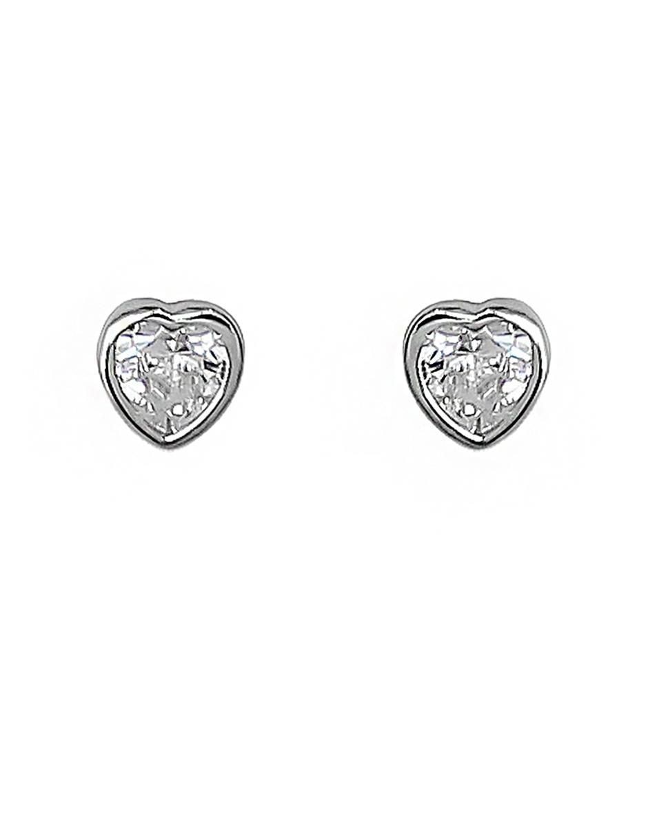 Broqueles de corazón de plata con acabado baño de rodio Broqueles de corazón de plata con acabado baño de rodio
