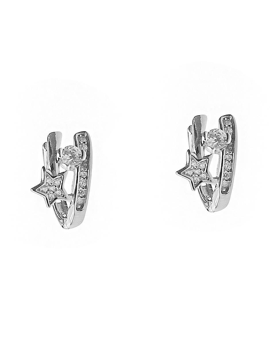 Aretes de estrella de plata con acabado baño de rodio Aretes de estrella de plata con acabado baño de rodio