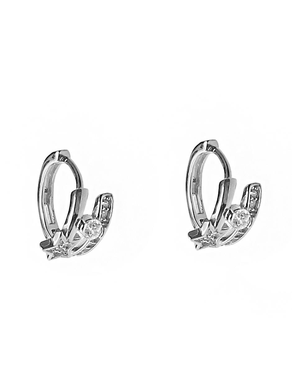 Aretes de estrella de plata con acabado baño de rodio 2